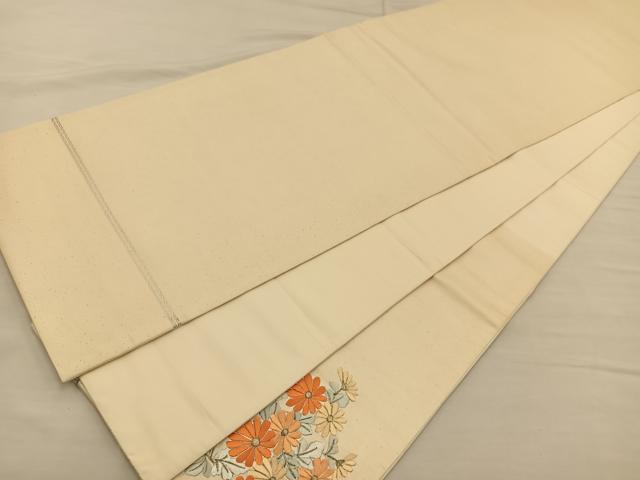 平和屋着物◎太鼓柄袋帯 総刺繍 扇面花文 正絹 逸品 BAAS9512ow