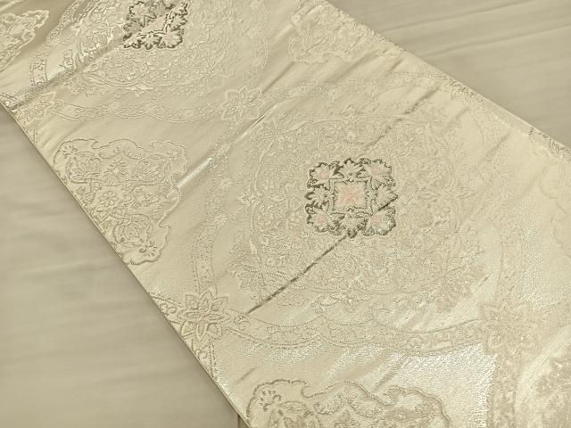 平和屋着物◎六通柄袋帯　唐織　飾花文　プラチナ二重箔　正絹　逸品　BAAS9519ow