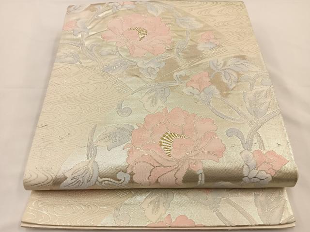 平和屋着物◎六通柄袋帯 唐織 花唐草文 金銀糸 正絹 逸品 BAAS9529ow