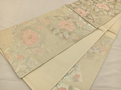 平和屋着物◎六通柄袋帯 唐織 花唐草文 金銀糸 正絹 逸品 BAAS9529ow