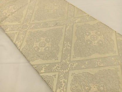 平和屋着物◎六通柄袋帯　唐織　花菱文　銀糸　正絹　逸品　BAAS9531ow
