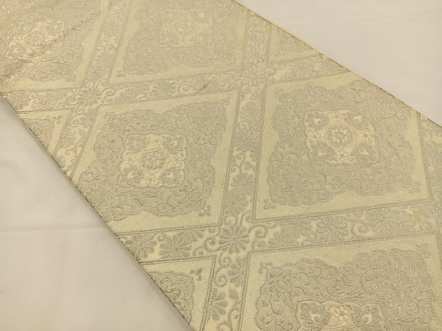 平和屋着物◎六通柄袋帯　唐織　花菱文　銀糸　正絹　逸品　BAAS9531ow