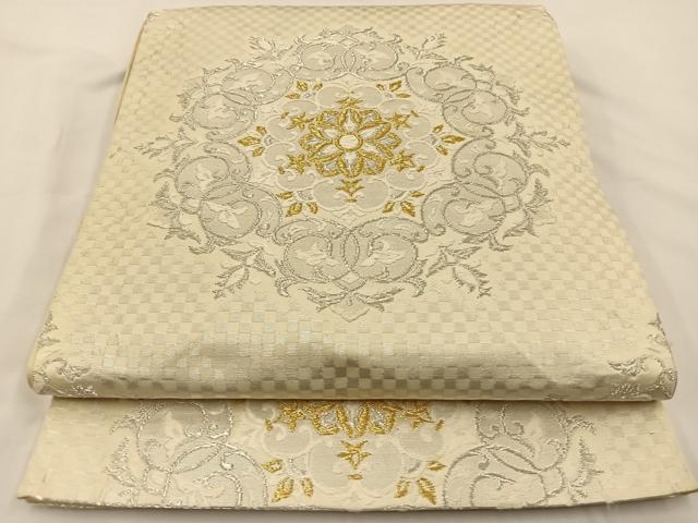 平和屋着物◎西陣 六通柄袋帯 唐織 正倉院花文 金銀糸 正絹 逸品 BAAS9577ow