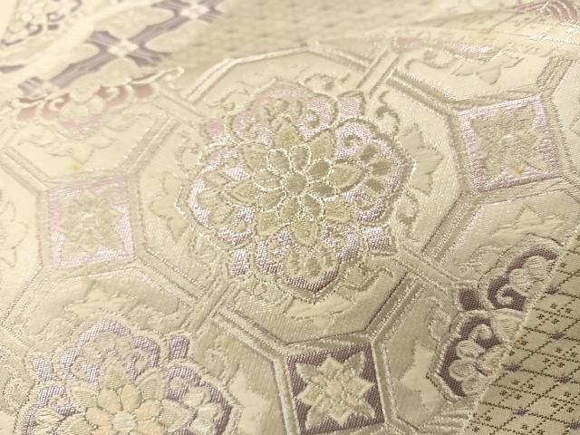 平和屋着物◎六通柄袋帯 煌きのオパール 切嵌花鳥文 銀糸 正絹 逸品 BAAS9583ow
