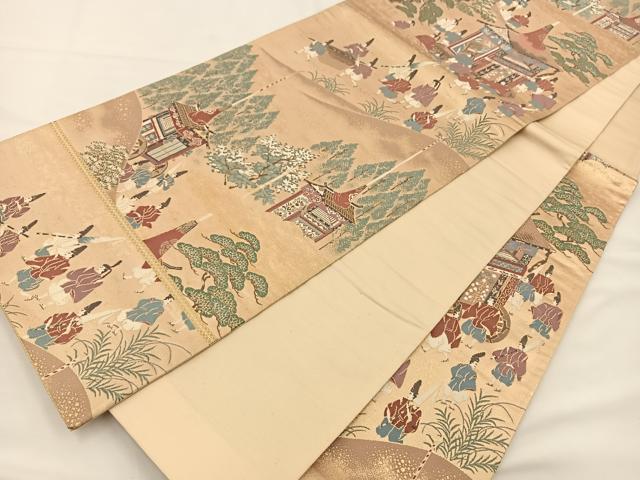 平和屋着物◎六通柄袋帯 唐織 ふたみ絵巻調 金糸 正絹 逸品 BAAS9584ow