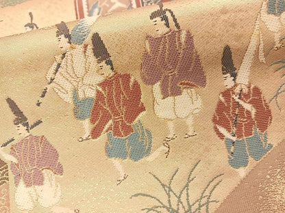 平和屋着物◎六通柄袋帯 唐織 ふたみ絵巻調 金糸 正絹 逸品 BAAS9584ow
