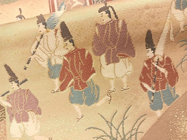 平和屋着物◎六通柄袋帯 唐織 ふたみ絵巻調 金糸 正絹 逸品 BAAS9584ow