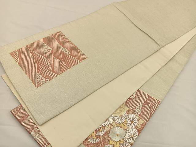 平和屋着物◎太鼓柄袋帯 駒刺繍 色紙飛鶴花文 金銀彩 正絹 逸品 BAAS9586ow