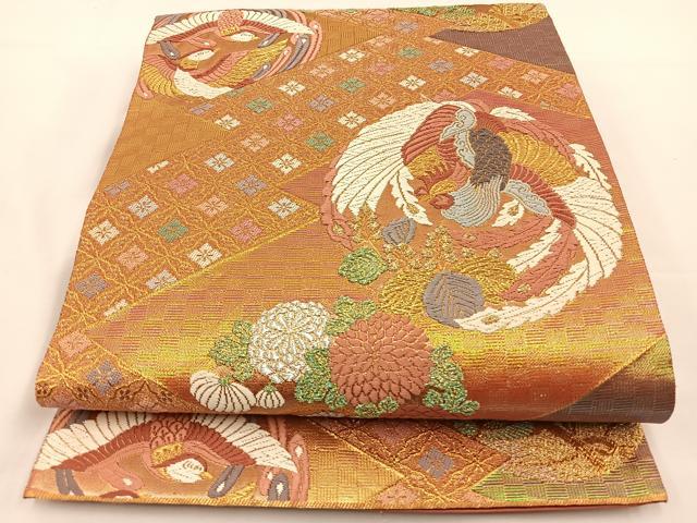 平和屋着物◎六通柄袋帯 唐織 廣悦 花鳥丸文 金銀糸 正絹 逸品 BAAS9589ow