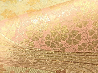 平和屋着物◎六通柄袋帯　流水小花文　金糸　正絹　逸品　BAAS9594ow