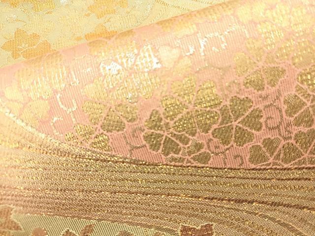 平和屋着物◎六通柄袋帯　流水小花文　金糸　正絹　逸品　BAAS9594ow