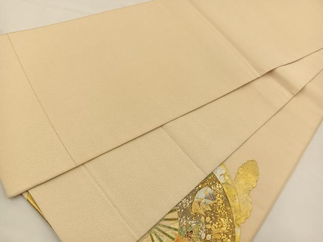 平和屋着物◎太鼓柄袋帯 綴れ 雲取り扇面花文 金銀彩 正絹 逸品 BAAS9662ow