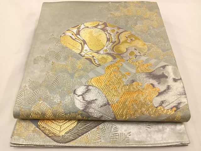 平和屋着物◎六通柄袋帯 文箱松文 金銀糸 正絹 逸品 BAAS9667ow