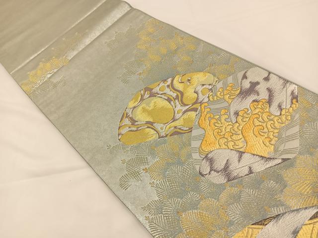 平和屋着物◎六通柄袋帯 文箱松文 金銀糸 正絹 逸品 BAAS9667ow