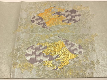 平和屋着物◎六通柄袋帯 文箱松文 金銀糸 正絹 逸品 BAAS9667ow