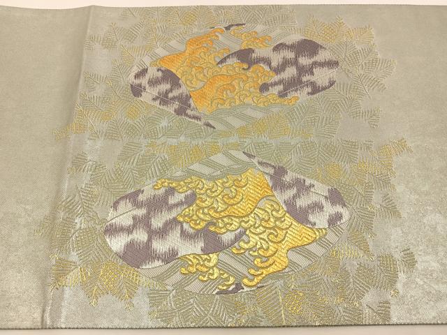 平和屋着物◎六通柄袋帯 文箱松文 金銀糸 正絹 逸品 BAAS9667ow