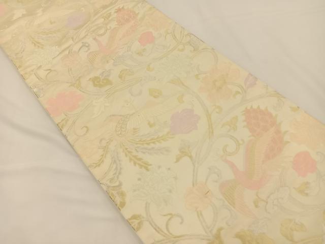 平和屋着物◎六通柄袋帯 更紗花鳥文 金銀糸 正絹 逸品 BAAS9670ow