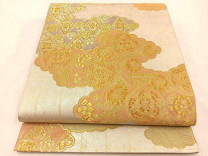 平和屋着物◎六通柄袋帯 雲取有職文 金銀糸 正絹 逸品 BAAS9674ow