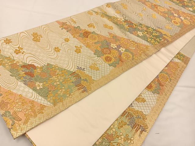 平和屋着物◎六通柄袋帯 裂取蒔絵文 金銀糸 正絹 逸品 BAAS9675ow