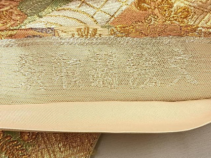 平和屋着物◎六通柄袋帯 裂取蒔絵文 金銀糸 正絹 逸品 BAAS9675ow