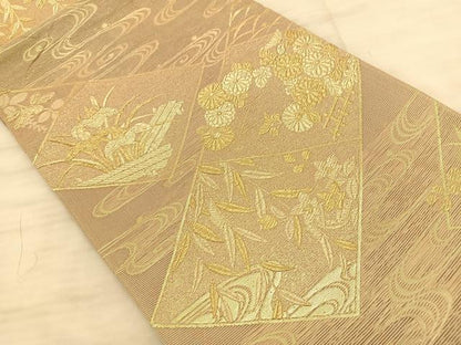 平和屋着物＊夏物 六通柄袋帯 秋草文 金糸 正絹 逸品 BAAS9863du