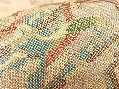 平和屋着物◎別織佐賀錦 六通柄袋帯 九百織 御所車花文 金銀糸 正絹 逸品 BAAS9878du