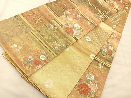 平和屋着物◎六通柄袋帯 唐織 雪輪花文 金糸 正絹 逸品 BAAS9899du
