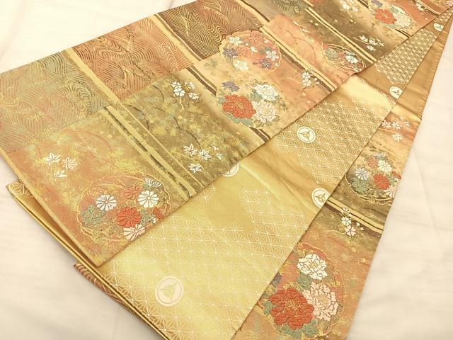 平和屋着物◎六通柄袋帯 唐織 雪輪花文 金糸 正絹 逸品 BAAS9899du