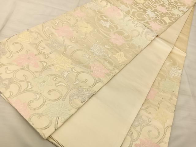平和屋着物◎六通柄袋帯　花唐草文　金銀糸　正絹　逸品　BAAS9900du