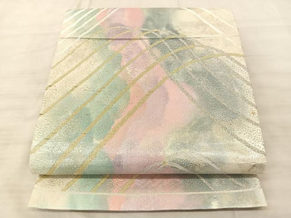 平和屋着物◎六通柄袋帯 遠山重ね文 金銀糸 正絹 逸品 BAAS9907du