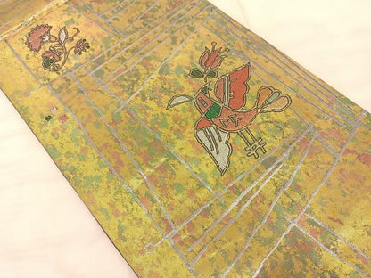 平和屋着物◎六通柄袋帯 更紗花鳥文 金銀糸 引箔 正絹 逸品 BAAS9913du