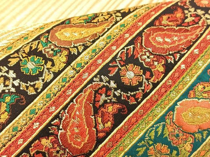 平和屋着物◎西陣じゅらく謹製　太鼓柄袋帯　ペイズリー　金糸　正絹　逸品　BAAS9916du