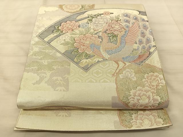 平和屋着物◎別織佐賀錦 六通柄袋帯 孔雀花文 九百織 金銀糸 正絹 逸品 BAAS9918du