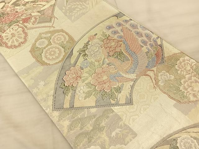 平和屋着物◎別織佐賀錦 六通柄袋帯 孔雀花文 九百織 金銀糸 正絹 逸品 BAAS9918du