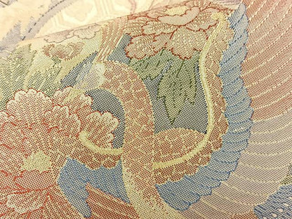 平和屋着物◎別織佐賀錦 六通柄袋帯 孔雀花文 九百織 金銀糸 正絹 逸品 BAAS9918du