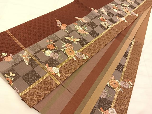 平和屋着物◎六通柄袋帯 唐織 花鳥文 金糸 正絹 逸品 BAAS9920du