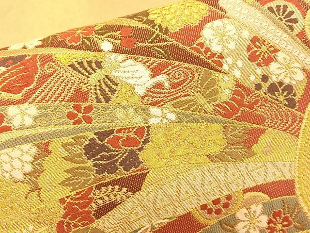 平和屋着物◎六通柄袋帯 唐織 豊繡熨斗目文 金糸 引箔 正絹 逸品 BAAS9926du