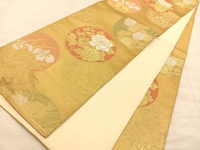 平和屋着物◎六通柄袋帯 花丸文 金糸 正絹 逸品 BAAS9927du