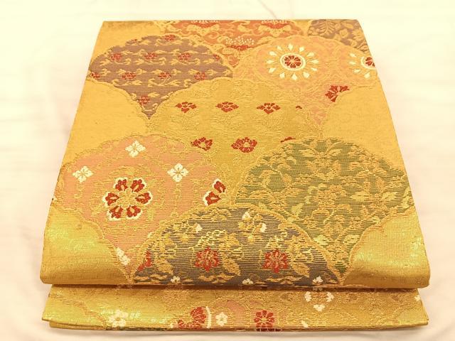平和屋着物◎六通柄袋帯 青海波 金糸 正絹 逸品 BAAS9928du