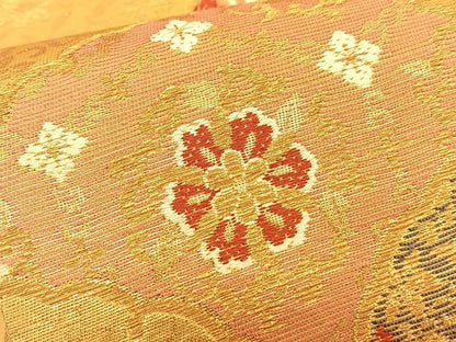 平和屋着物◎六通柄袋帯 青海波 金糸 正絹 逸品 BAAS9928du