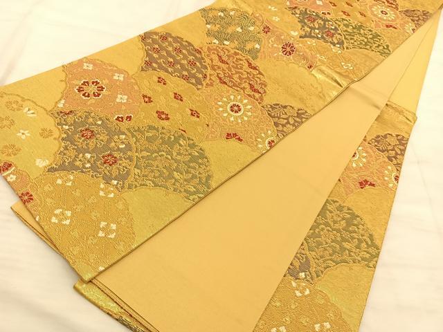 平和屋着物◎六通柄袋帯 青海波 金糸 正絹 逸品 BAAS9928du