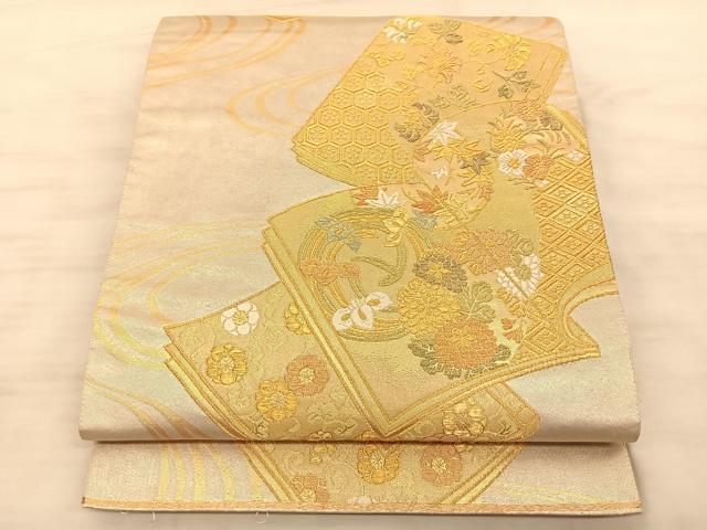平和屋着物◎六通柄袋帯 冊子文 金糸 引箔 正絹 逸品 BAAS9931du
