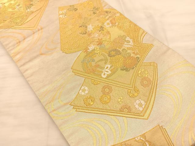 平和屋着物◎六通柄袋帯 冊子文 金糸 引箔 正絹 逸品 BAAS9931du