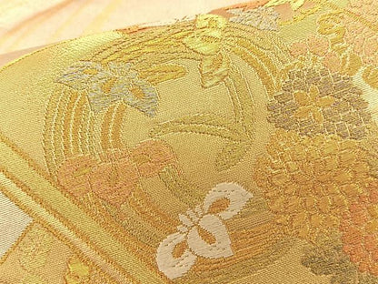 平和屋着物◎六通柄袋帯 冊子文 金糸 引箔 正絹 逸品 BAAS9931du