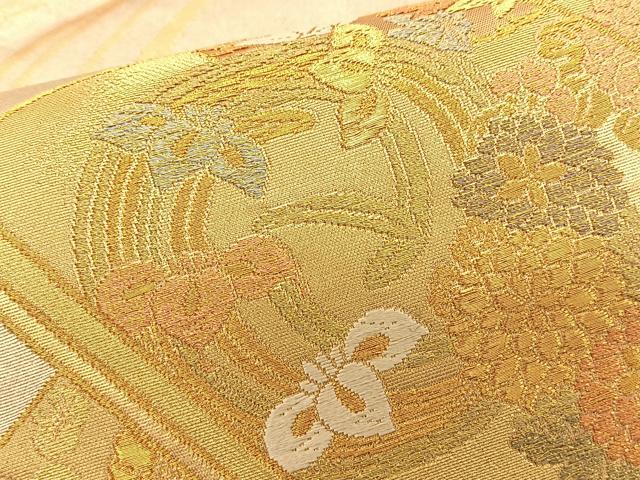 平和屋着物◎六通柄袋帯 冊子文 金糸 引箔 正絹 逸品 BAAS9931du
