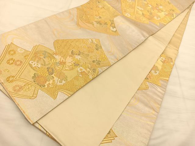 平和屋着物◎六通柄袋帯 冊子文 金糸 引箔 正絹 逸品 BAAS9931du