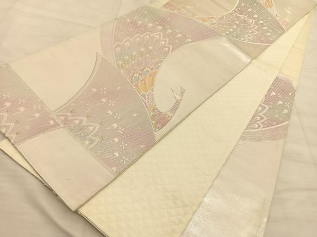 平和屋着物◎六通柄袋帯 孔雀 金銀糸 正絹 逸品 BAAS9933du