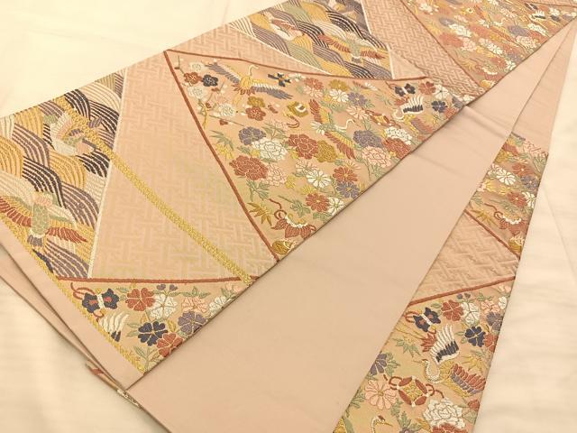 平和屋着物◎六通柄袋帯 唐織 能衣唐錦 金糸 正絹 逸品 BAAS9948du
