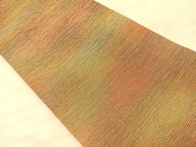 平和屋着物◎六通柄袋帯 霞文 金糸 正絹 逸品 BAAS9949du