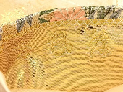平和屋着物◎六通柄袋帯 秀鳳錦 鴛鴦秋草文 金銀糸 正絹 逸品 BAAS9958du